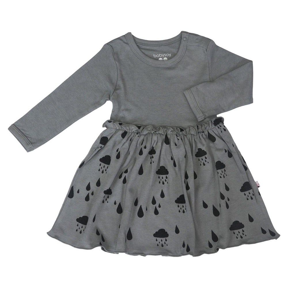 Baby Girls Pattern Twirl Dress - Gray Rainstorm Thunder
